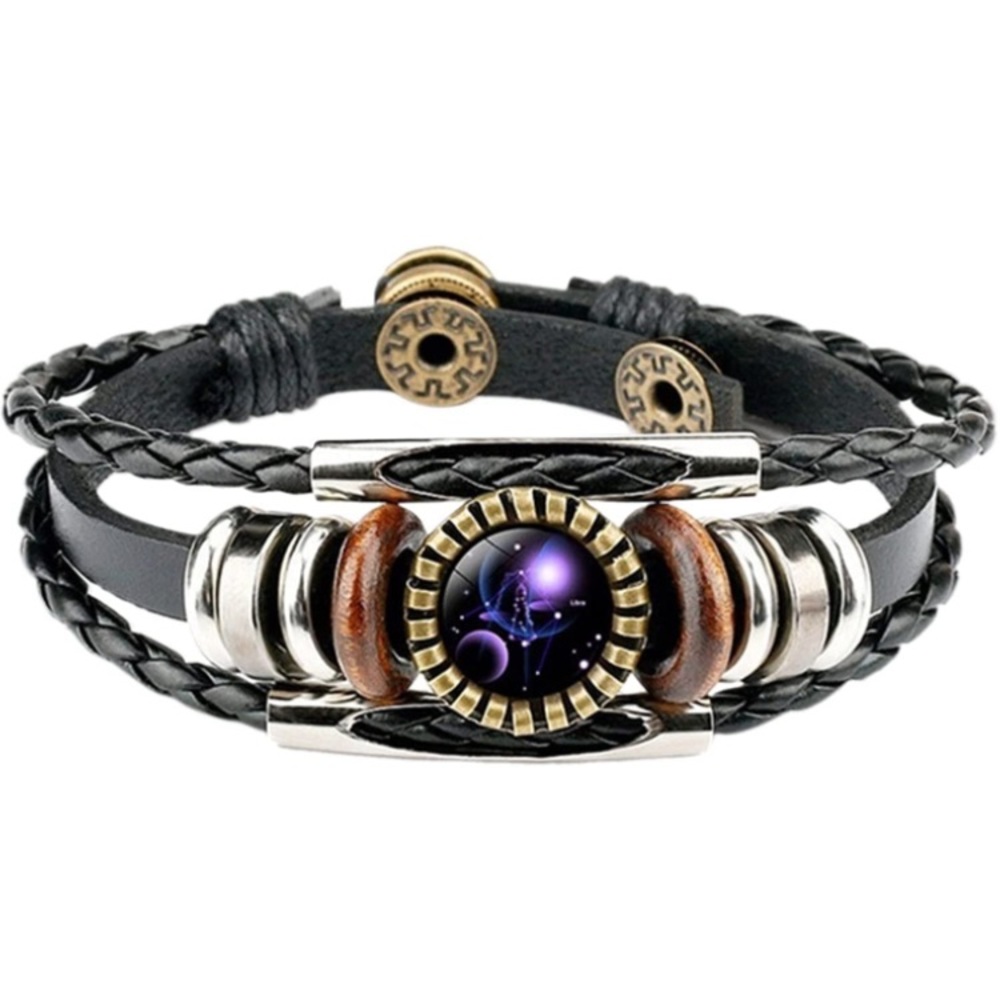 Libra Constellation Charm Leather Braided Rope Bracelet. NWOT